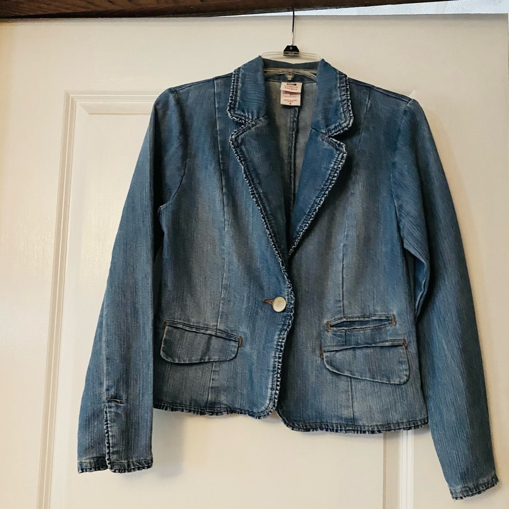 Faded Glory Women's Blue Denim Blazer Size 8